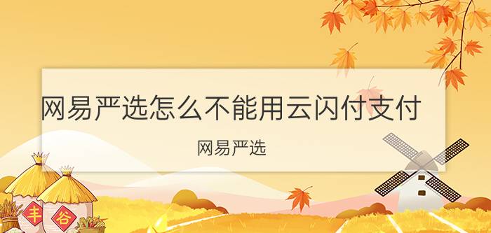 网易严选怎么不能用云闪付支付 网易严选 不支持 云闪付支付